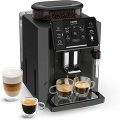Krups Sensation C50, Machine à café grains, machine expresso, 5 boissons accès direct, Interface tactile, Facile à utiliser, Nettoyage automatique, Buse vapeur Cappuccino, Fabriqué en France EA910810
