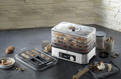WMF KITCHENminis Dehydrator, 400 W, Stainless Steel, 5 Trays BPA Free, Programmable Dried Fruits, Vegetables, Dehydrated Mushrooms, Cereal Bars, Cromargan 0415250011