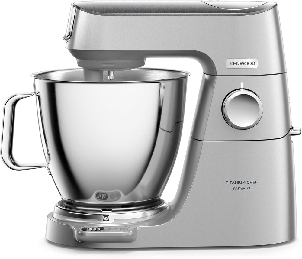 Kenwood Titanium Chef Baker KVC65.001WH, Pastry Robot with Integrated Scales, Including 3-Piece Pastry Set, Spatula & Splash Protection, 1200 W, White