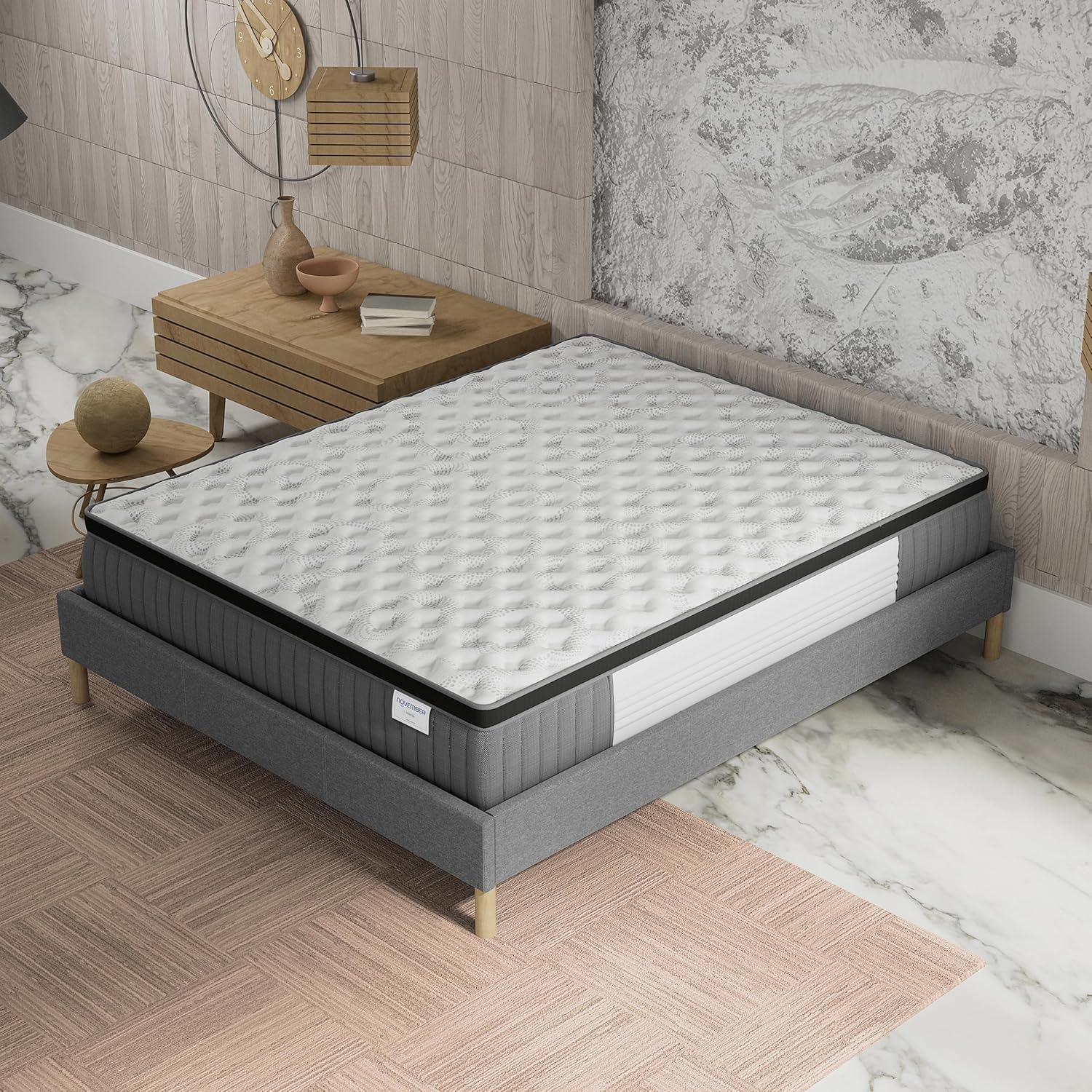 November Elekctra Mattress 120 x 190 cm Hybrid: Pocket Springs+Memory Foam Thickness 30 cm Perfect Tonic Support & Sleeping Independence Sanitized Label (Anti-Bacterial/Dust Mite)