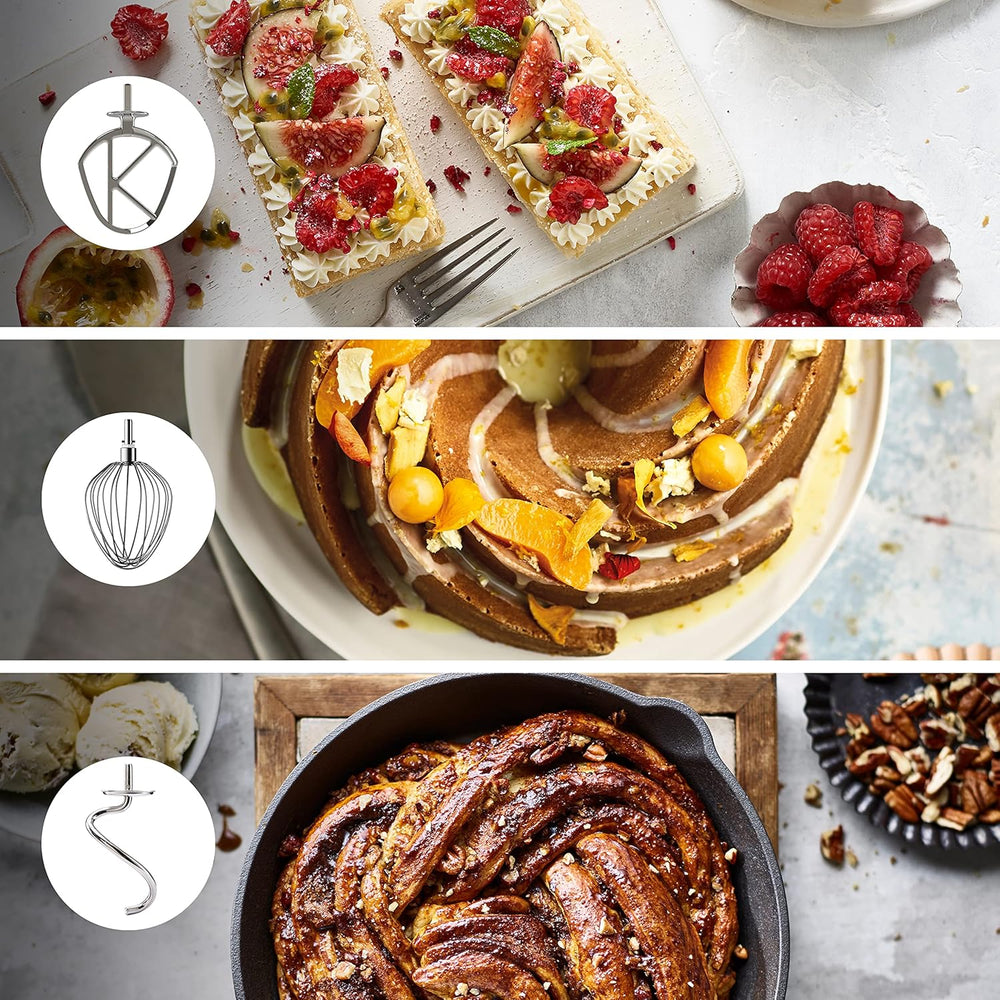 Kenwood Titanium Chef Baker KVC65.001WH, Pastry Robot with Integrated Scales, Including 3-Piece Pastry Set, Spatula & Splash Protection, 1200 W, White