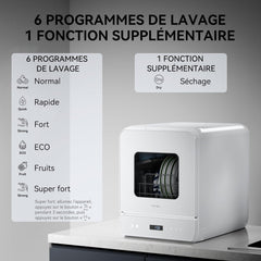 Hermitlux Mini lave-vaisselle de table, 6+1 Programmes de lavage, 5 Couverts et réservoir d'eau de 5L