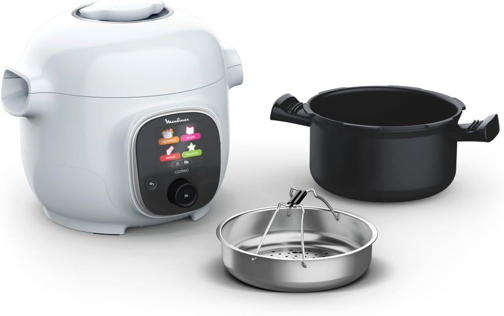 Moulinex, Cookeo Multicuiseur intelligent 6L, 150 recettes intégrées, Cuisson sans surveillance, Ecran intuitif, Guide de cuisson, Application MyMoulinex, 1600W, Blanc, 15 ans réparabilité