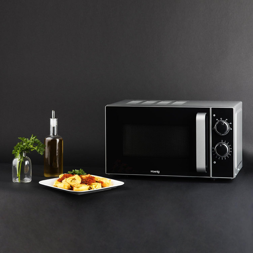 H.Koenig Compact Design Microwave 20L VIO4, Powerful 700W, Turntable 24.5 cm, Multifunction 5 Heating Levels and Defrost Function, Timer up to 30 min, Fast, Worktop