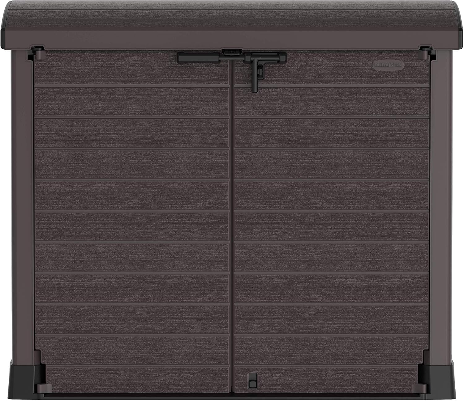 Duramax StoreAway 1200L Plastic Garden Shed/ Flat Lid, Outdoor Storage Shed, Wheelie Bin Hideaways, Wheelie bin box, Durable Construction, Ideal for Bikes, BBQs & 2x 240L Bins, 145x85x125 cm, Brown