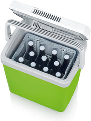 SEVERIN KB 2922 Electric Cooler (19 L) with Cooling and Keep Warm Function, Car Cooler with 2 Connections (Power Supply and Cigarette Lighter), Cool Box Green/Grey