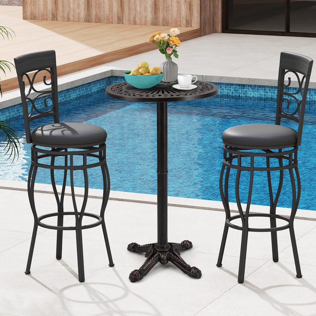 Tangkula 24" Outdoor Round Bar Table Cast Aluminum Heavy Duty Patio High Table with Stable Cross-Shaped Base